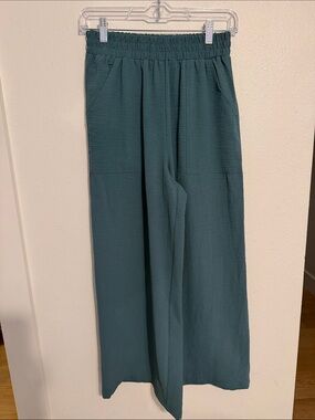 Men's Elastic-Waist Wide-Leg Chinos in Teal